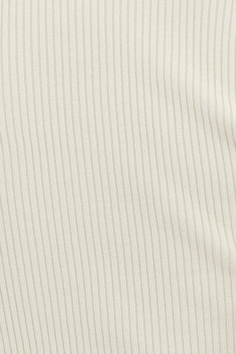 White Knit Top Long Sleeve Twisted Front