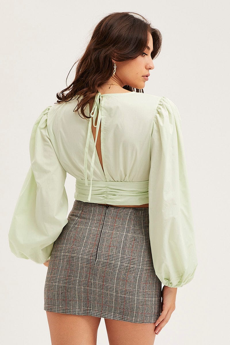 Green Crop Top Long Sleeve