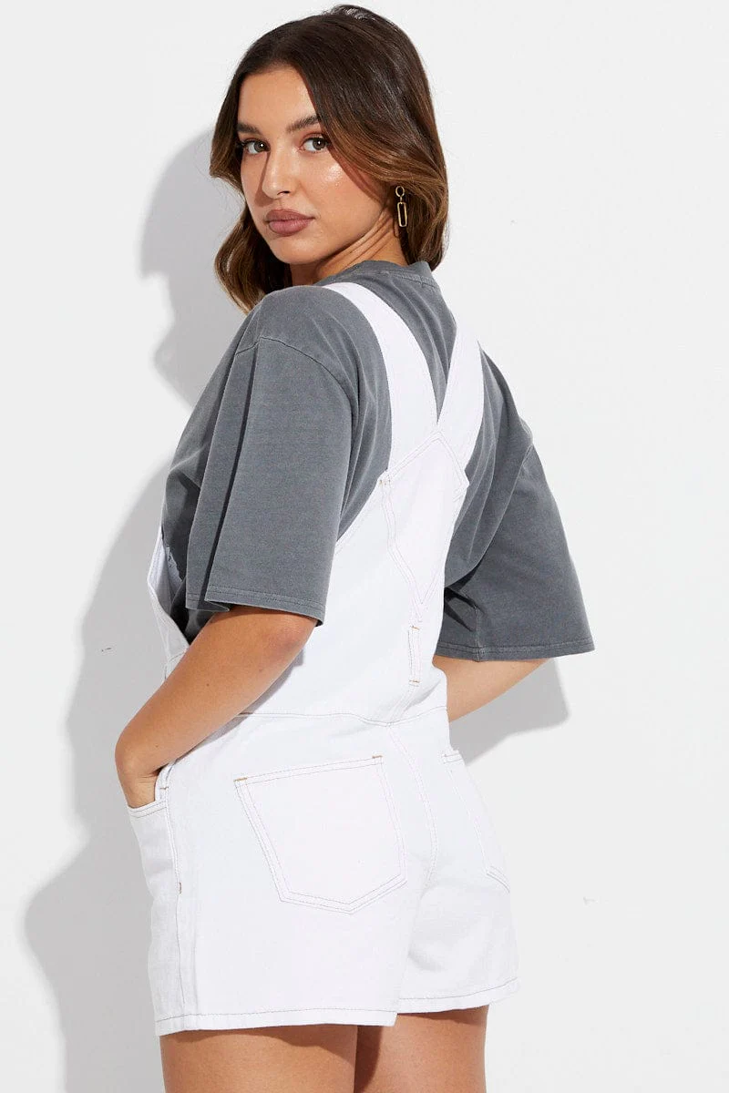 White Denim Overall
