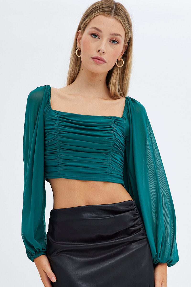 Green Bubble Top Long Sleeves