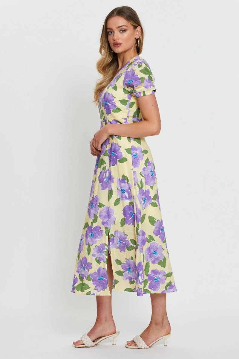 Print A Line Dress Maxi