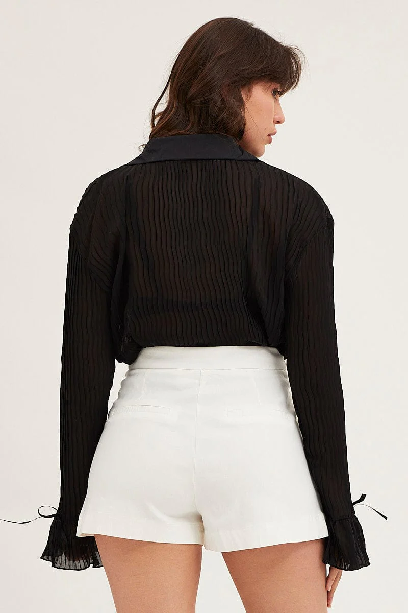 White Mini Shorts High Rise