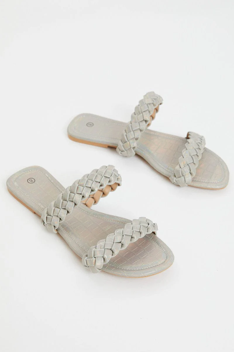 Silver Braid Flat Slides