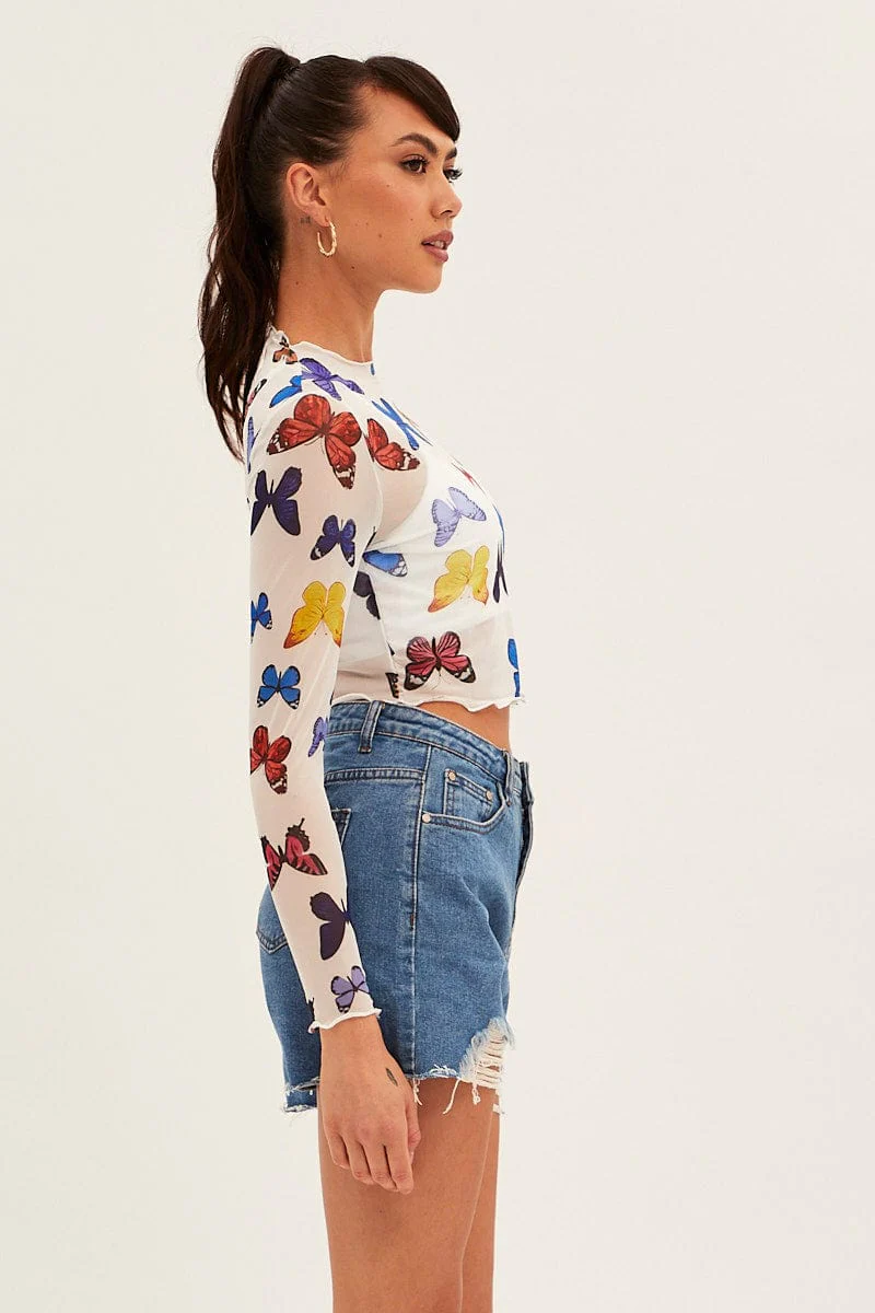 Blue Relaxed Denim Shorts High Rise