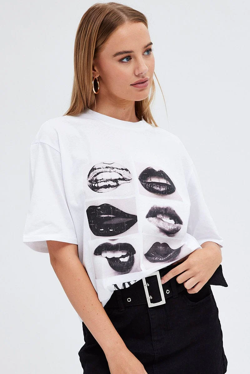 White Graphic Tee Short Sleeve