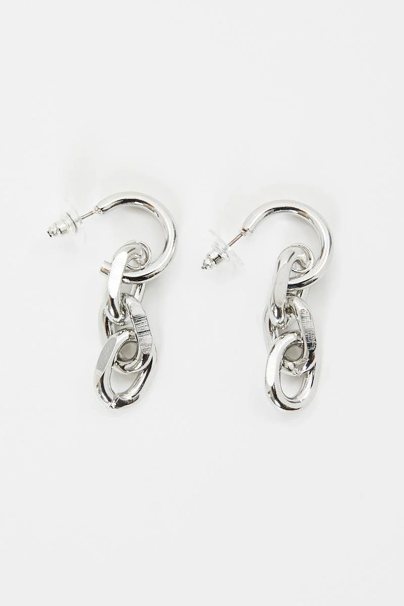 Metallic Link Drop Earrings