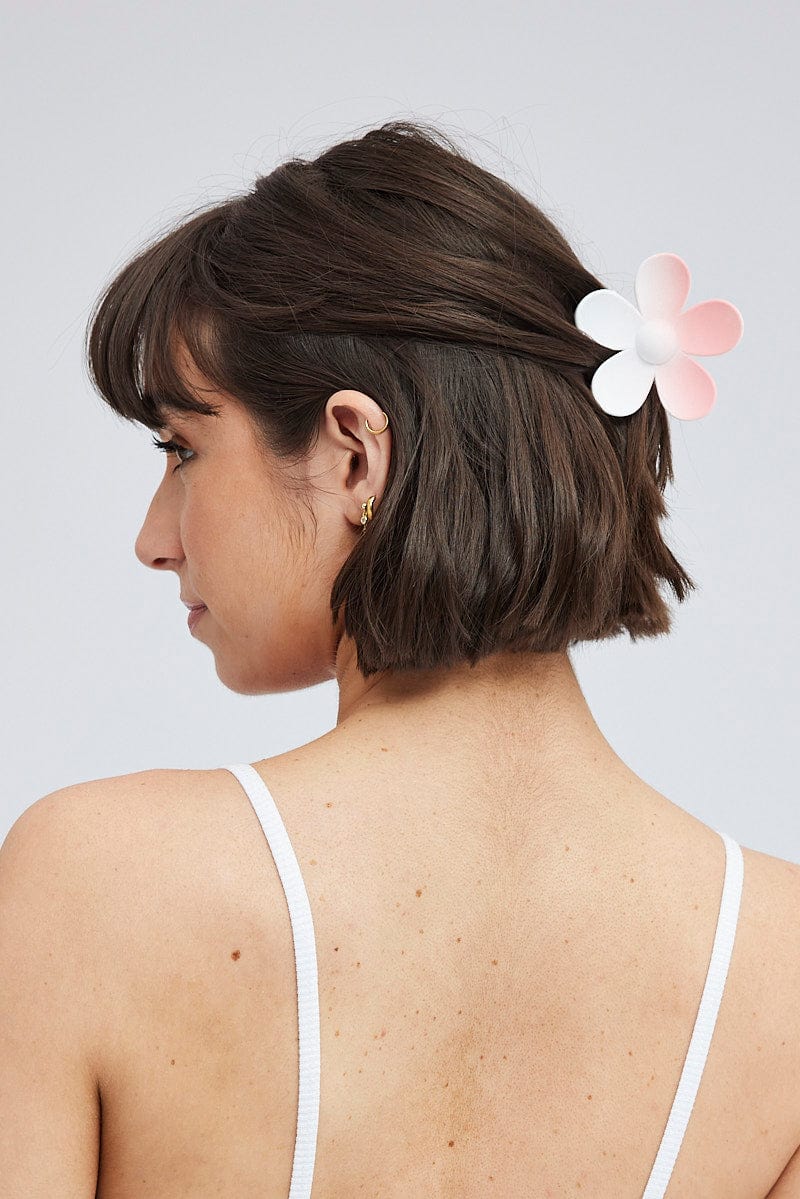 Pink Flower Claw Clip
