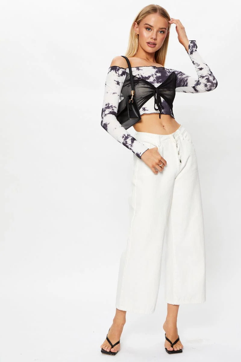 Multi Tie Dye Off Shoulder Top