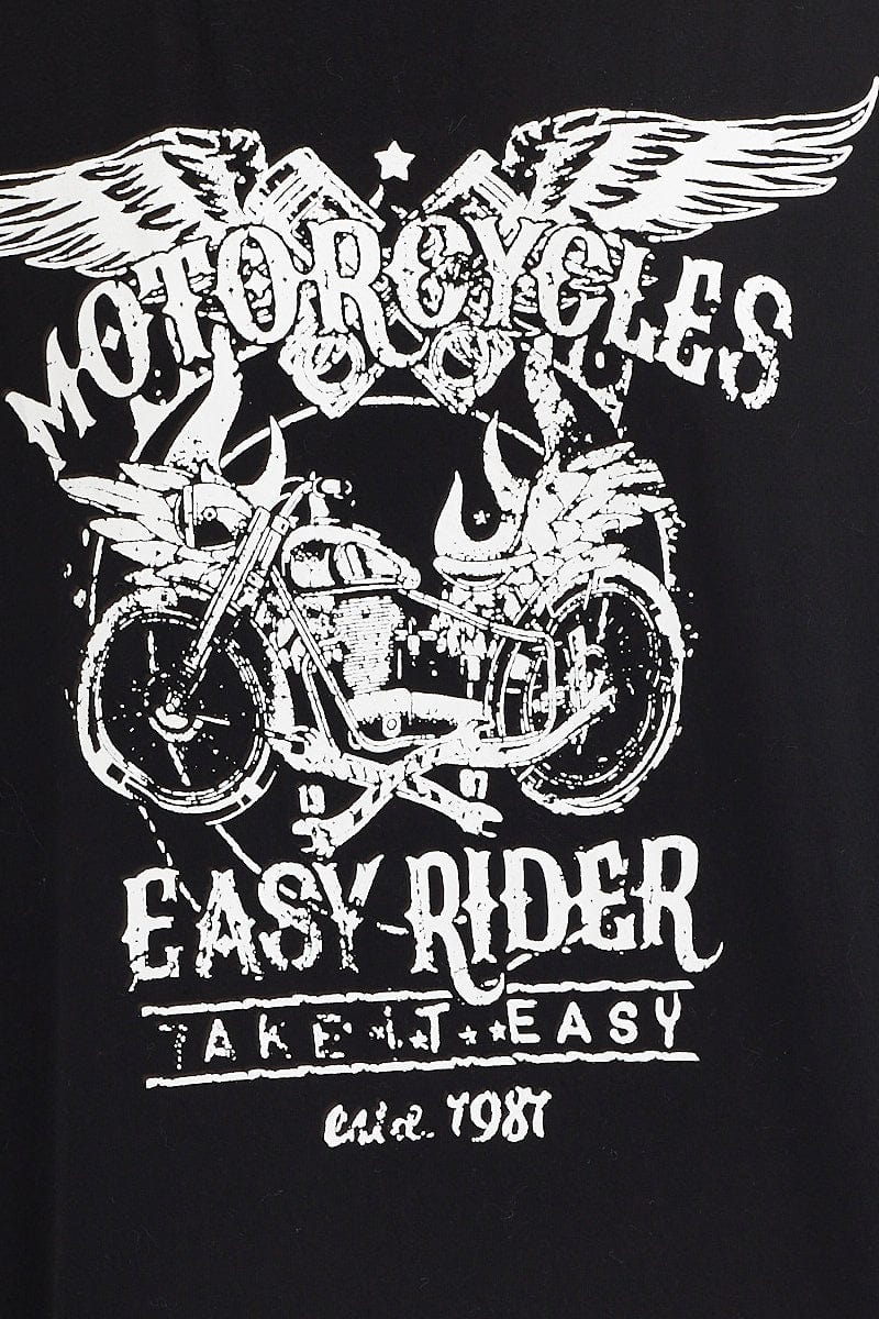 Black Graphic T Shirt Short Sleeve