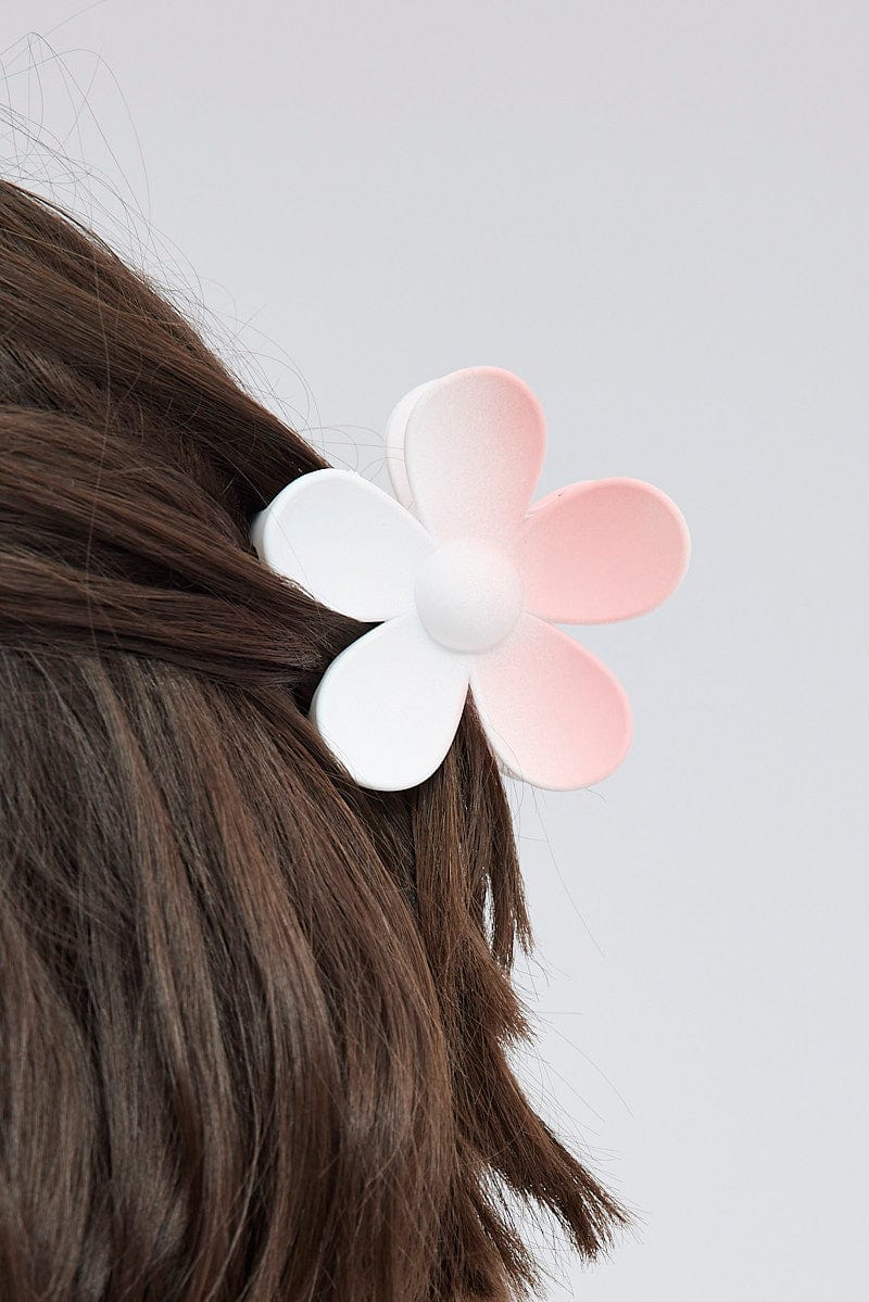 Pink Flower Claw Clip