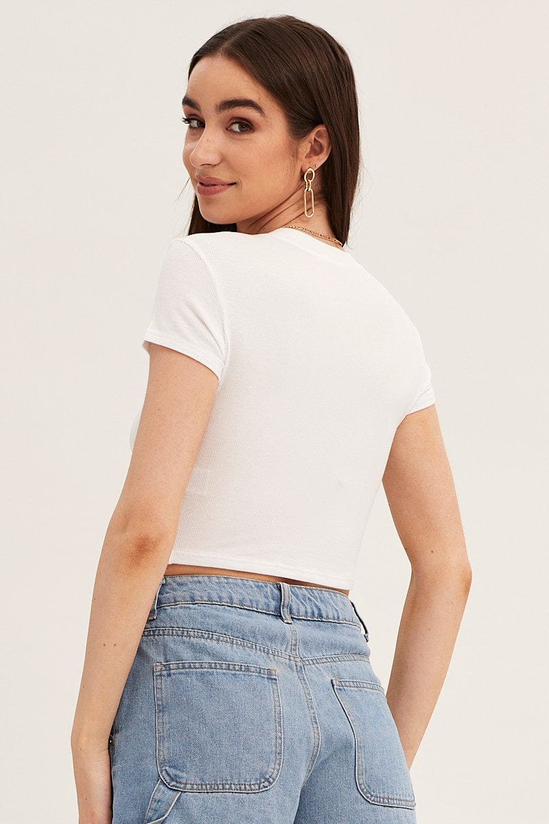 White T Shirt Short Sleeve Crew Neck