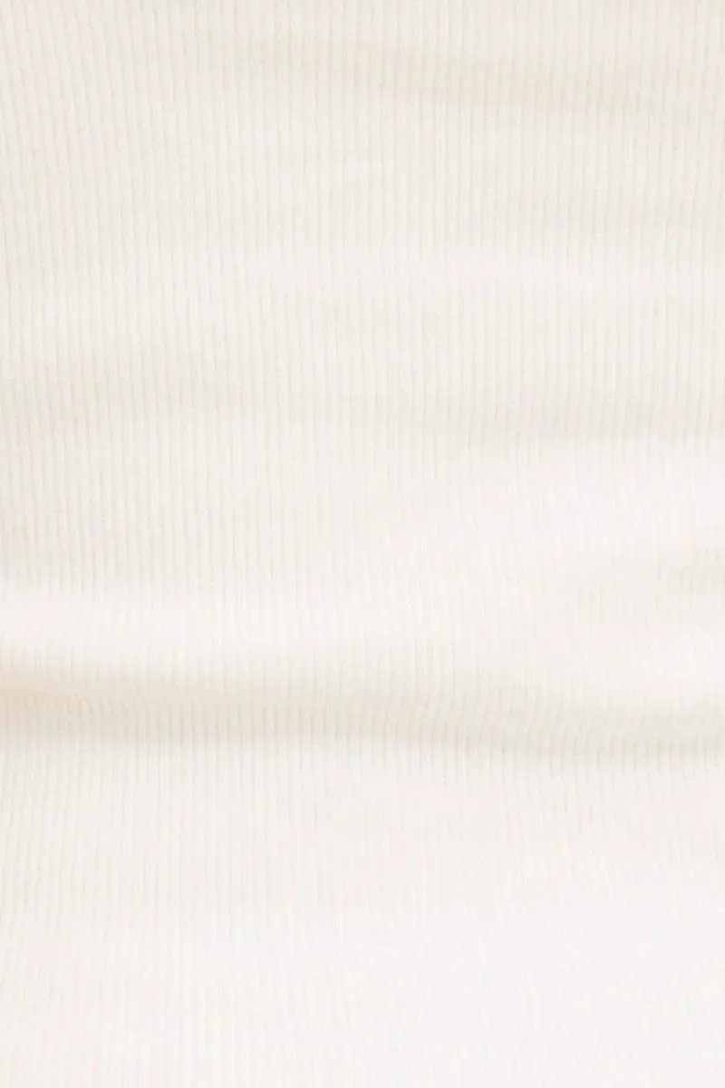 White Crop Tank Square Neck Cotton Blend Rib