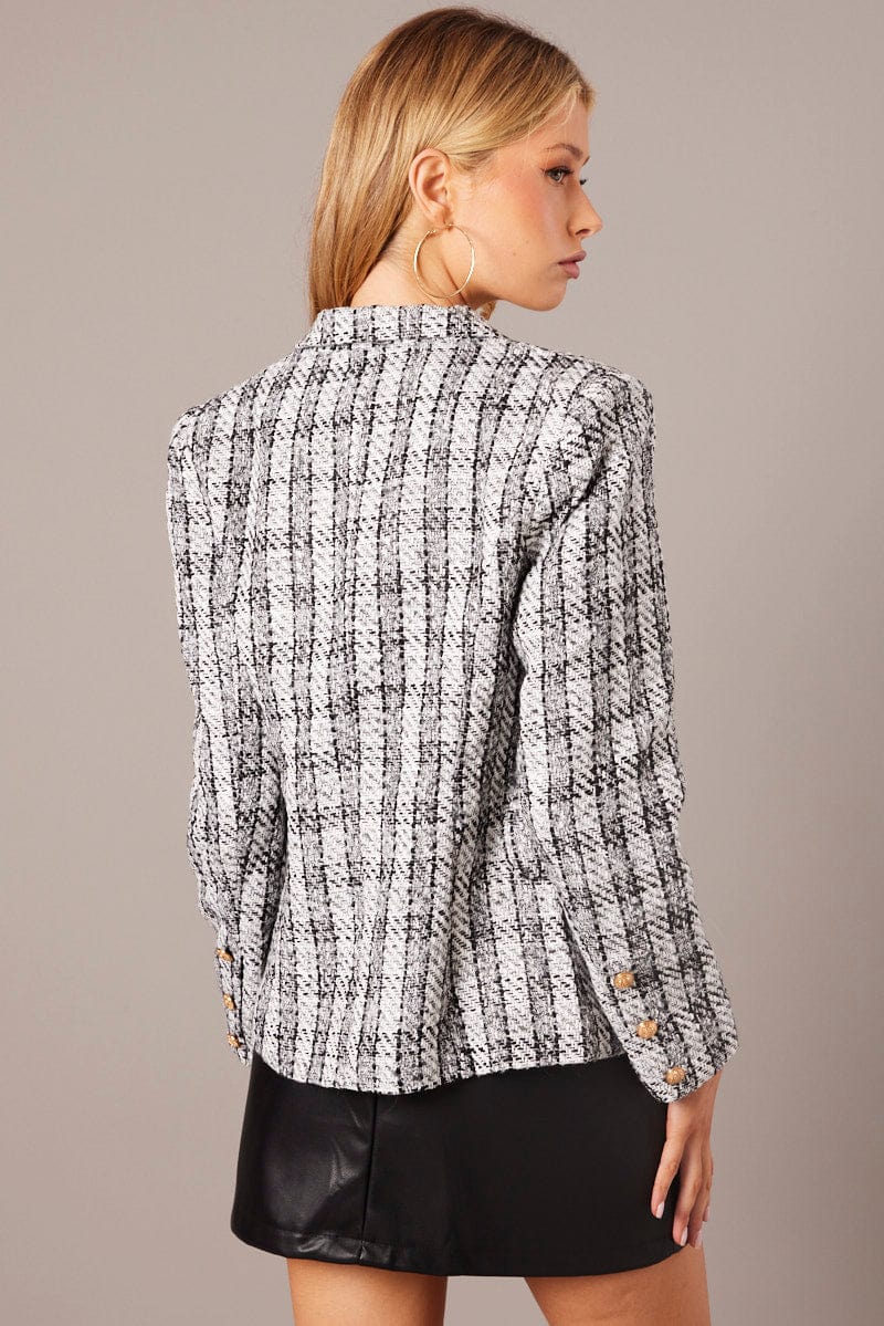 Black Check Blazer Long Sleeve
