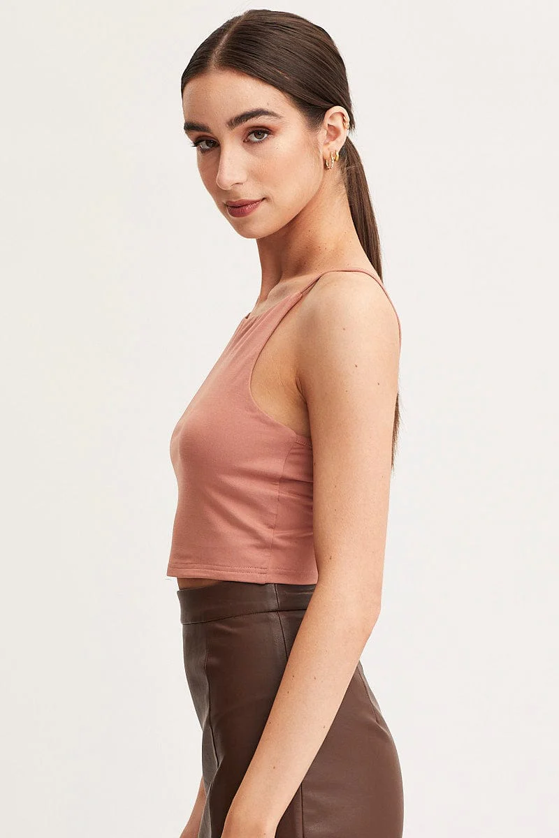 Brown Singlet Top Sleeveless