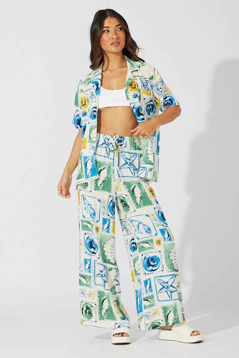 Multi Abstract Shirt Short Sleeve
