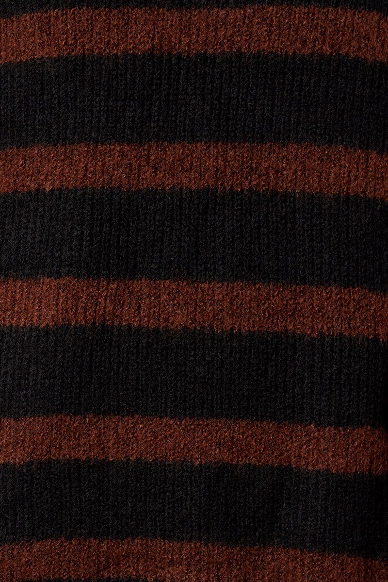 Brown Stripe Knit Jumper Dress Mini