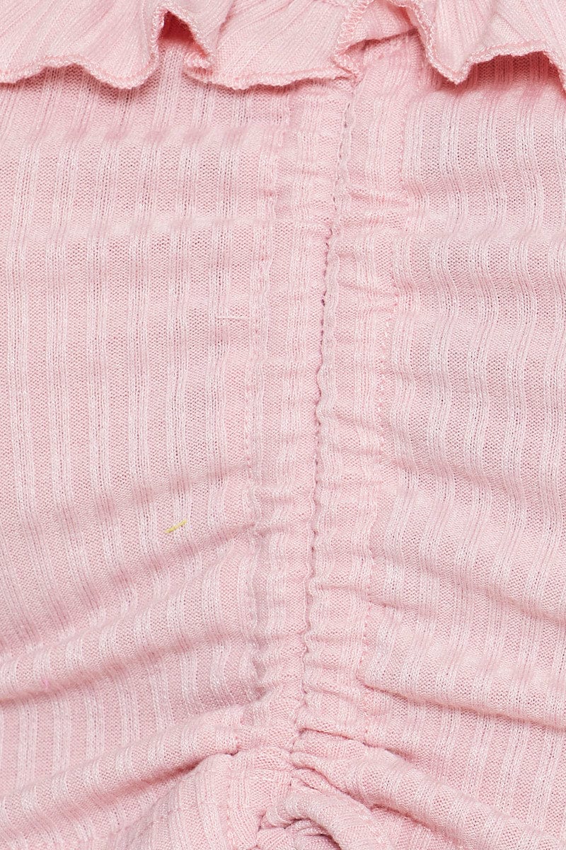 Pink Frill Detail Top Crop