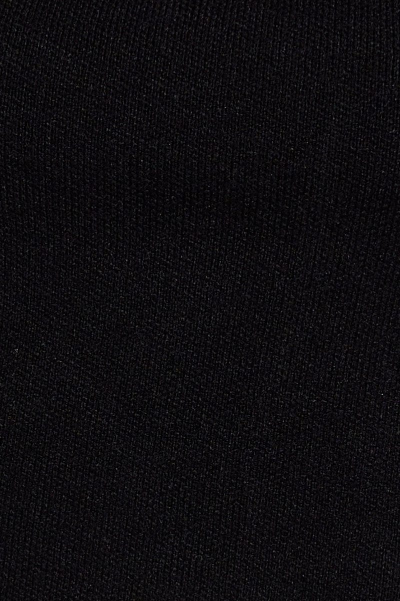 Black Square Neck Cap Sleeve Knit Top