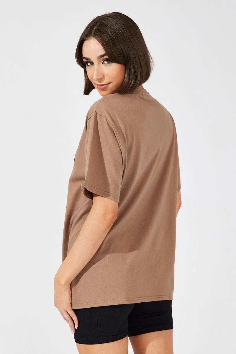 Brown Graphic Tee Short Sleeve