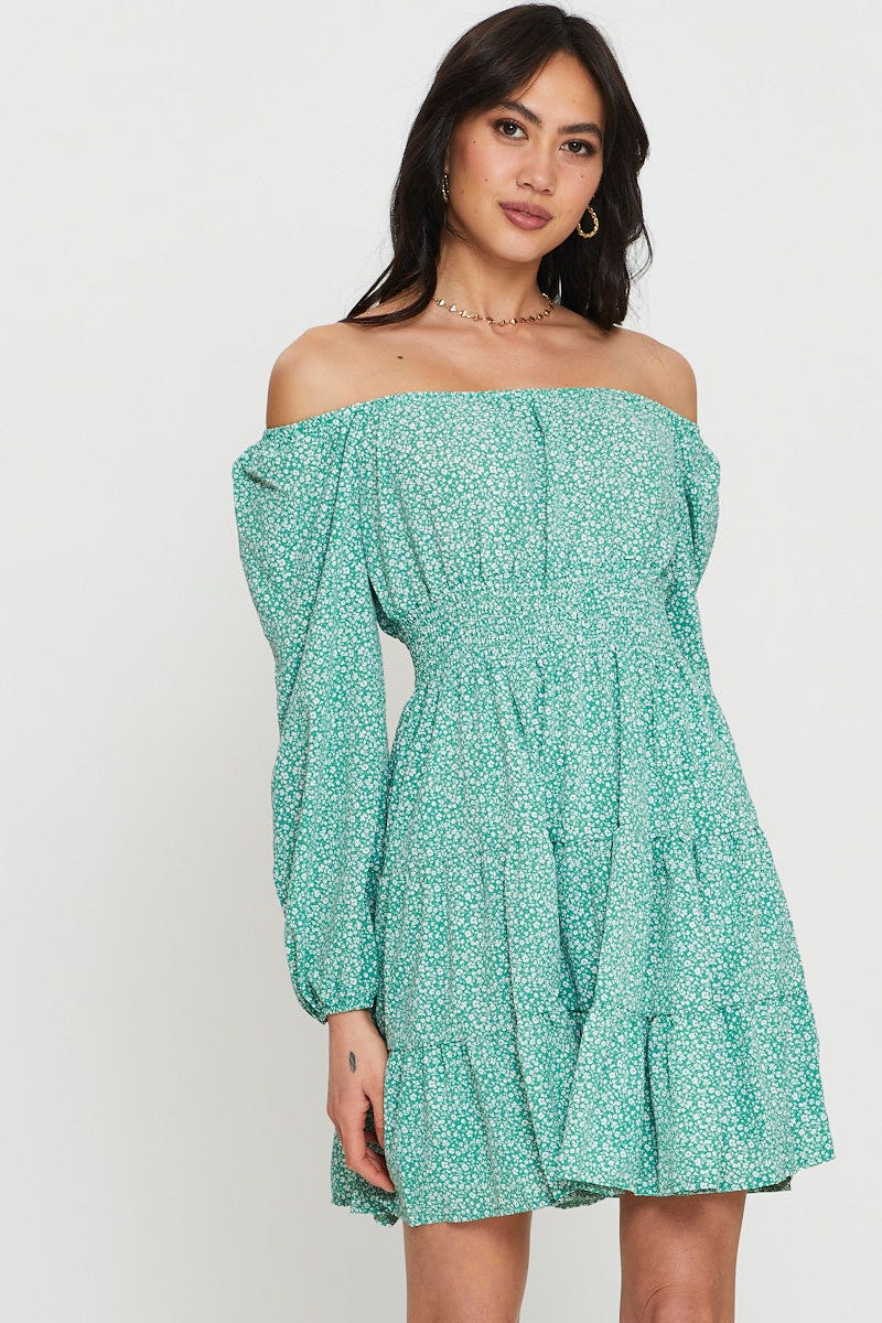 Print Mini Dress Long Sleeve