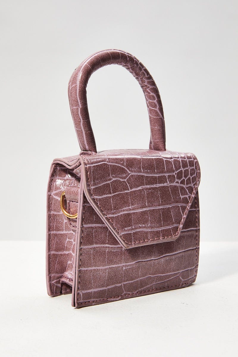 Purple Mini Bag With Pearl Strap