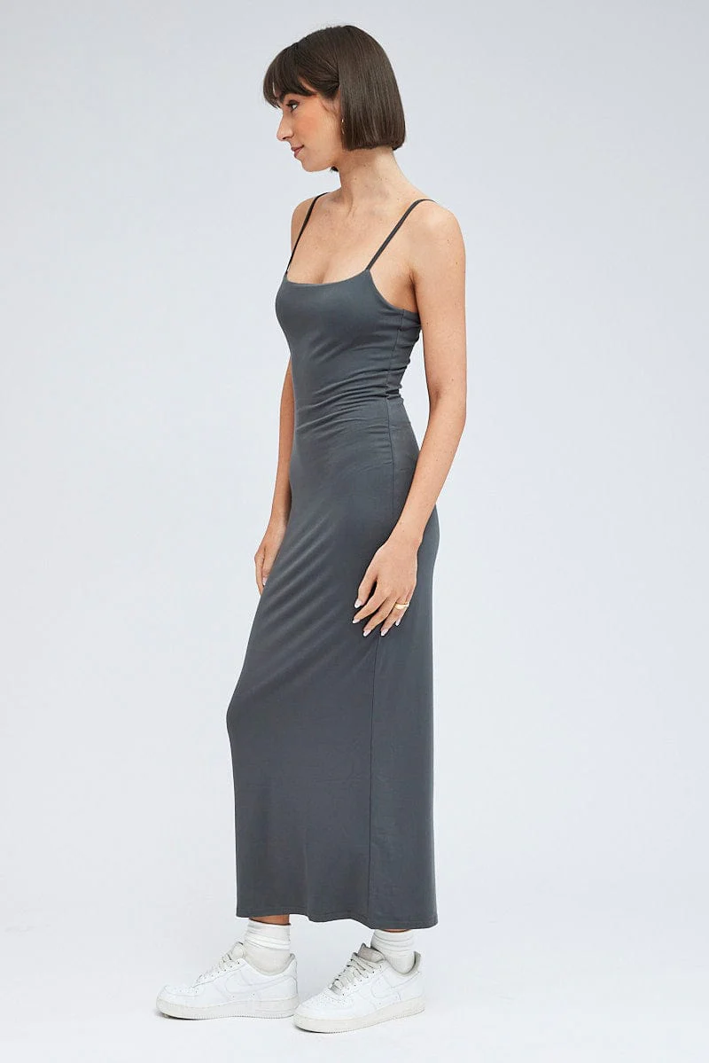 Grey Supersoft Slim Fit Maxi Dress