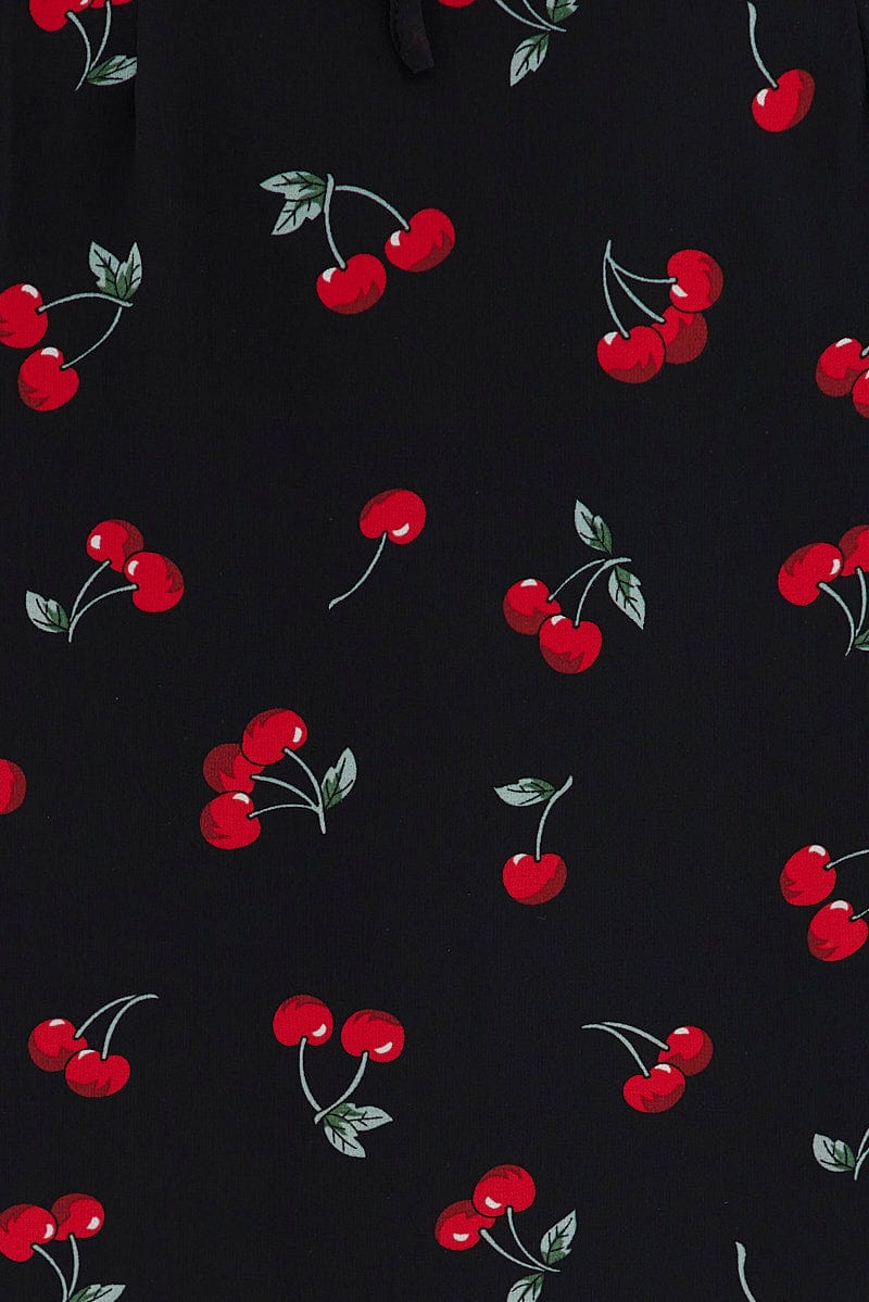 Red Floral Midi Dress Grunge Floral Print