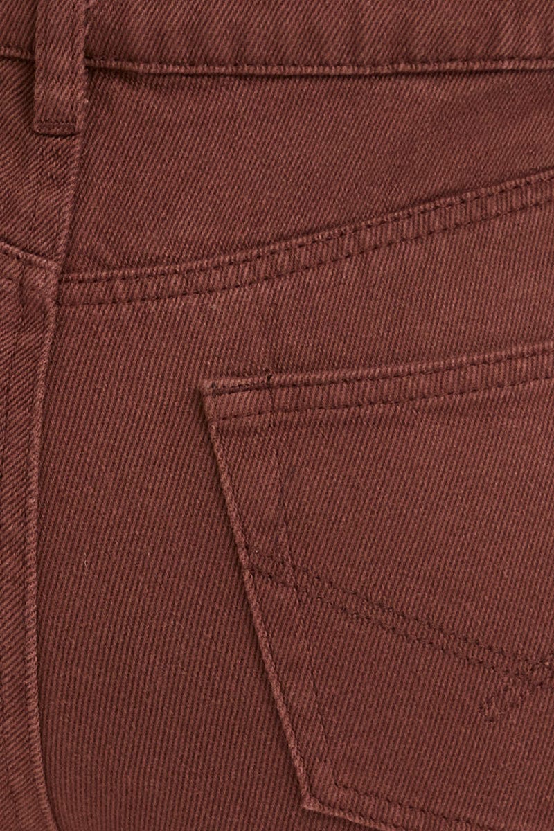 Brown Flare Denim Jeans High Rise