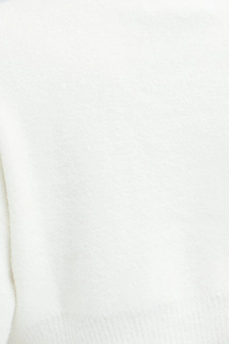 White Knit Jumper Turtle Neck Crop