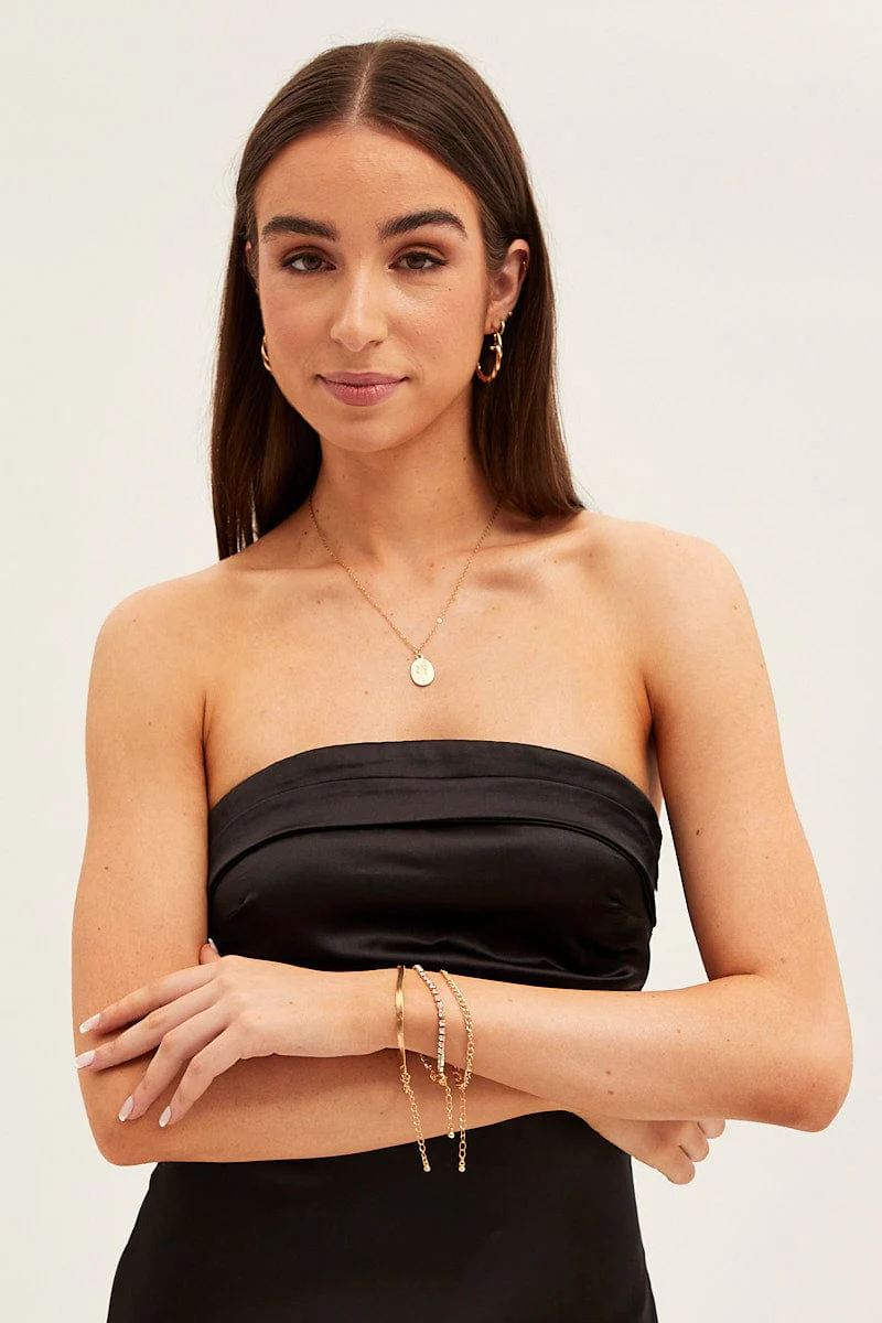 Gold 3 Pack Rhinestone Chain Bracelet
