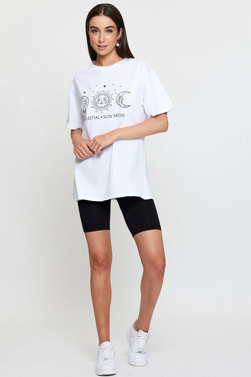White Graphic T Shirt Short Sleeve