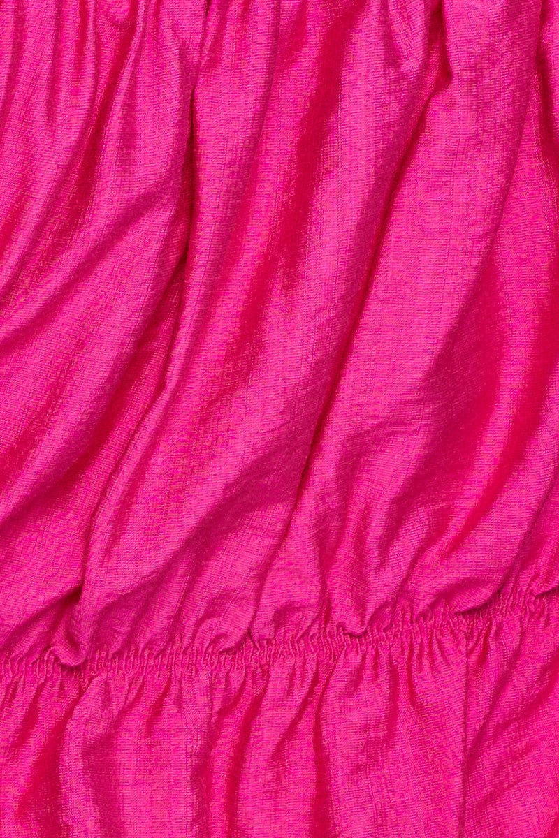 Pink Crop Top Short Sleeve Square Neck