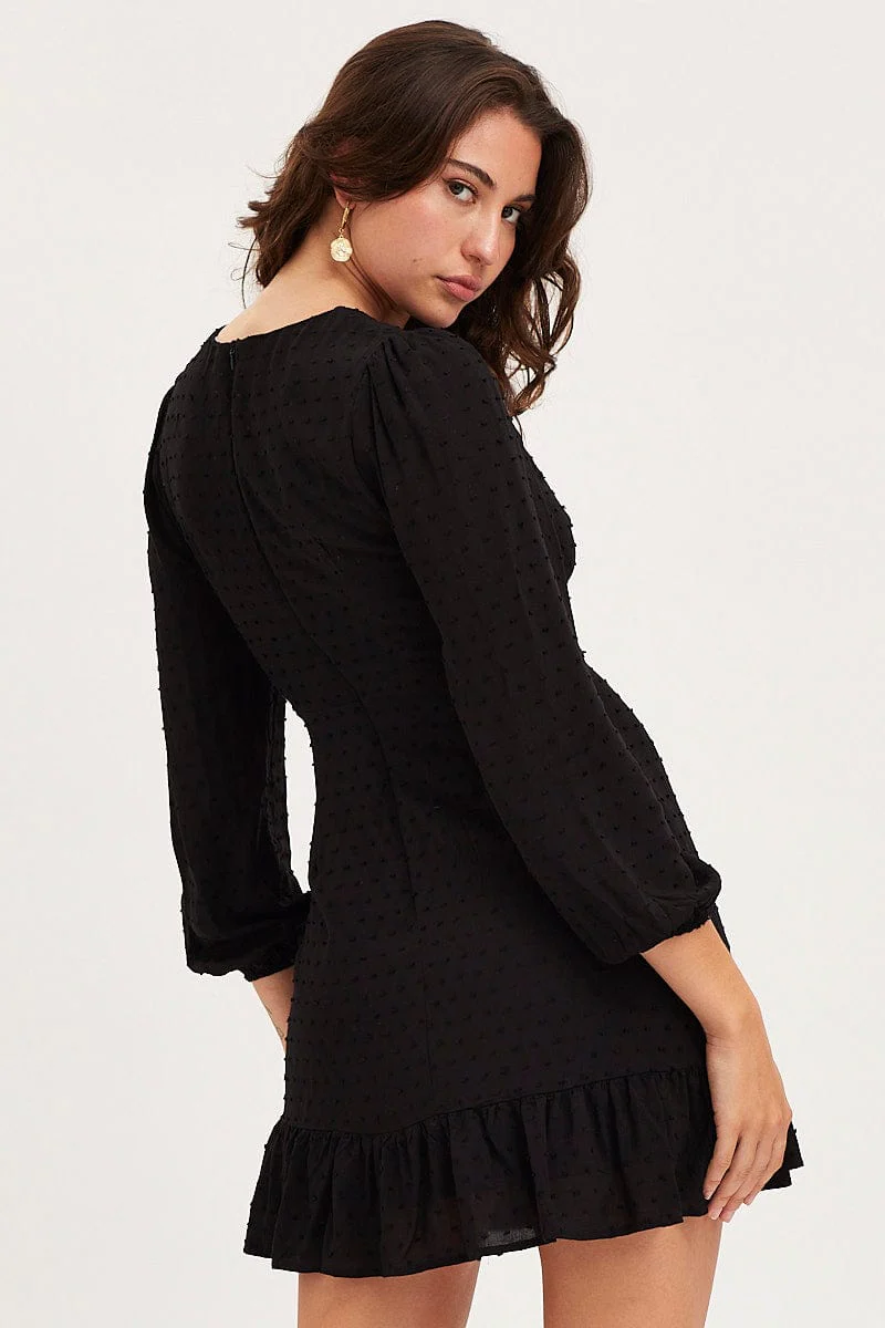 Black Mini Dress Long Sleeve Bodycon