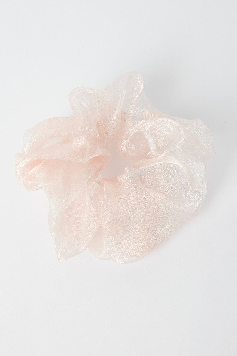 Pink Organza Scrunchie
