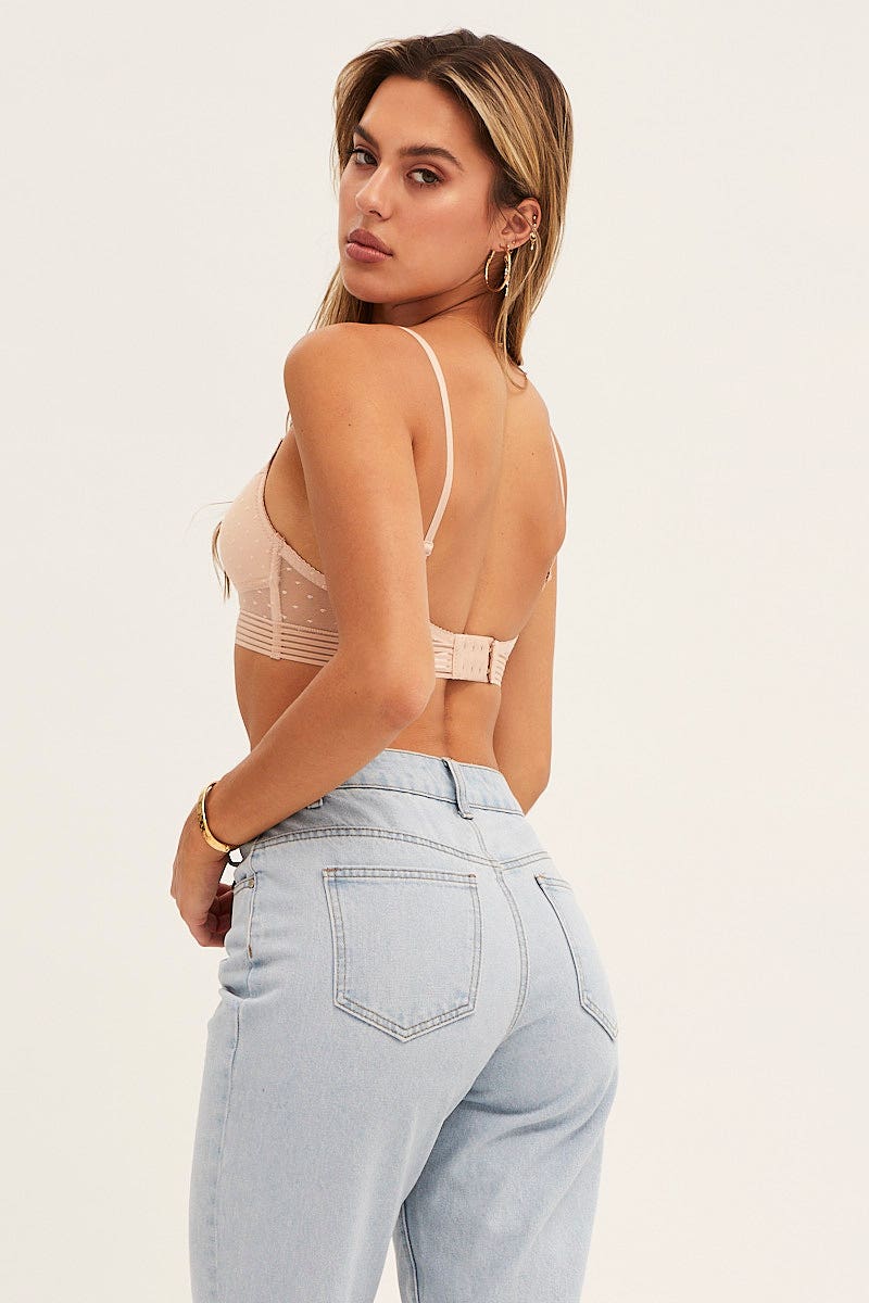 Beige Mesh Bralette