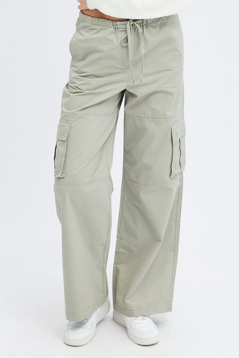 Grey Cargo Pants Wide Leg