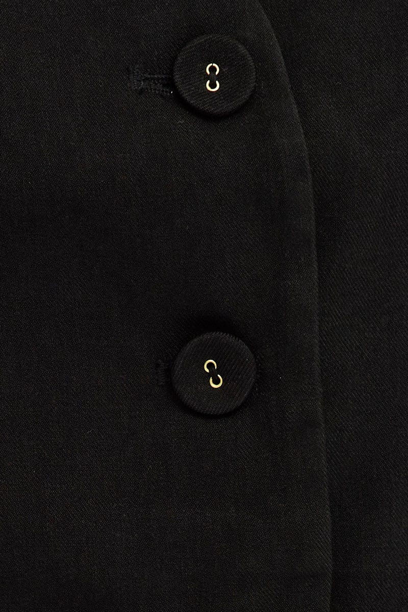 Black Top Waistcost Sleeveless V Neck Button Up Relaxed