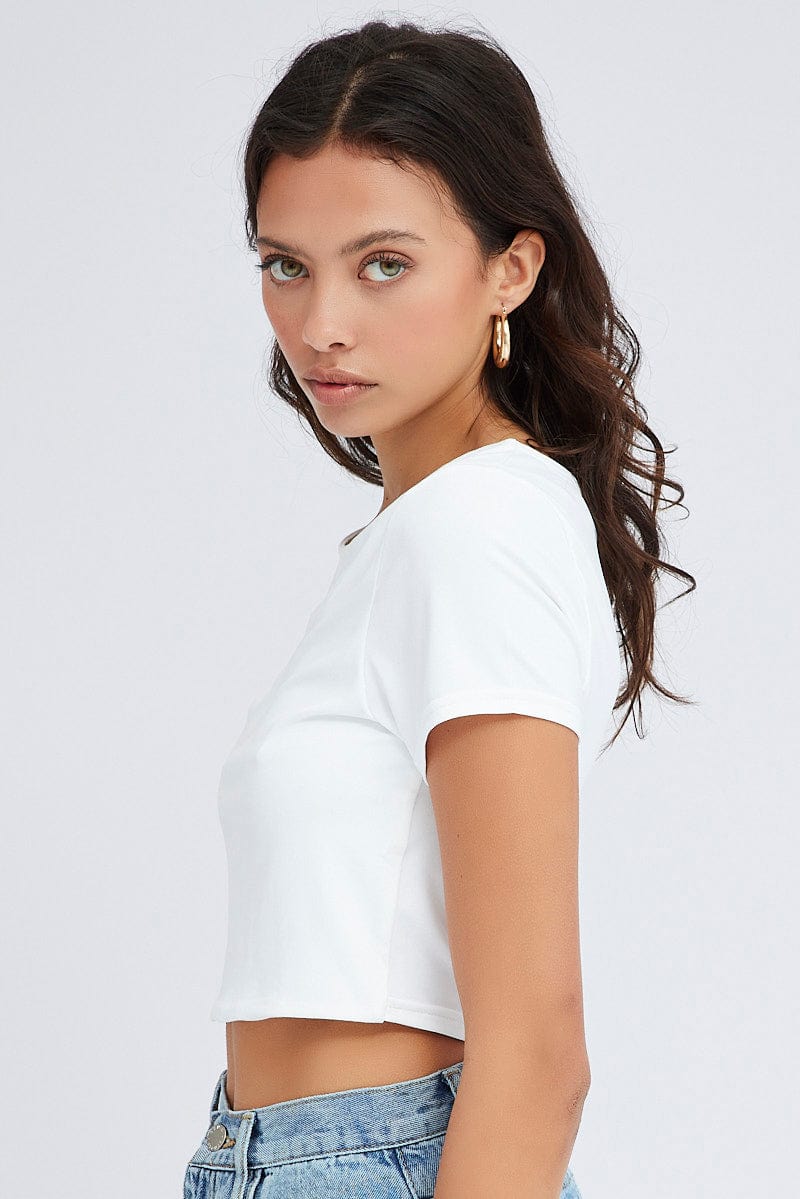 White Supersoft Crop Top Short Sleeve