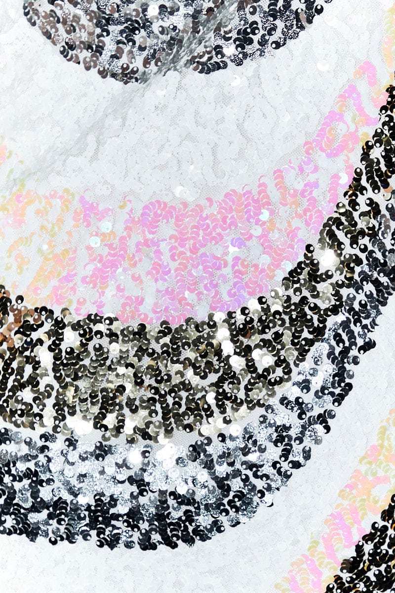 Multi Colour Sequin Dress Mini Sleeveless Evening