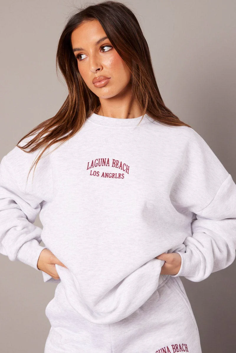 Grey Graphic Sweater Long Sleeve