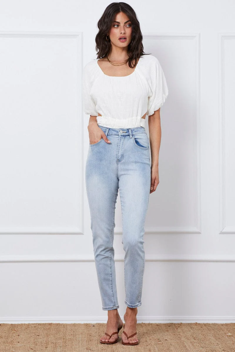 Blue Skinny Jeans High Rise Denim