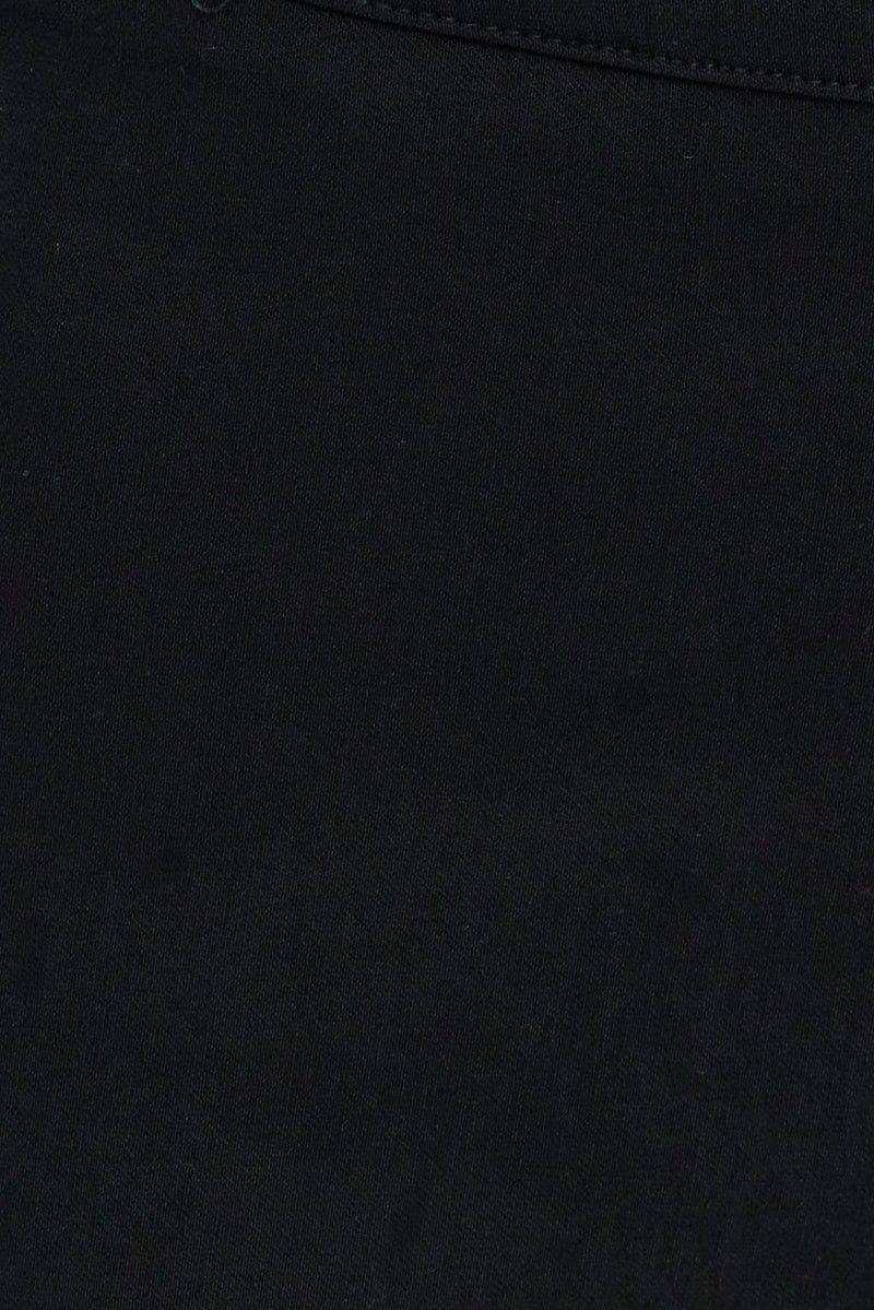 Black Straight Fit Pants Mid Rise