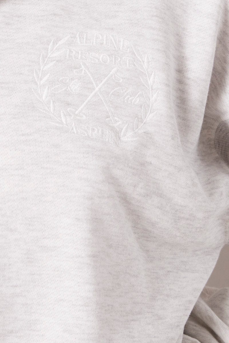 Grey Zip Up Sweater Crop Long Sleeve High Neck