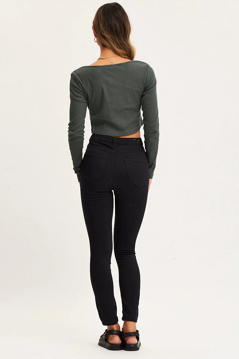 Black Denim Jeggings High Rise