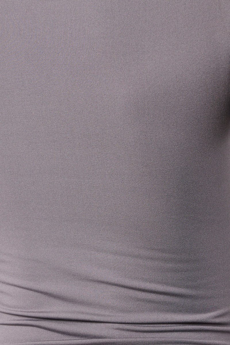 Grey Fleece Lined Top Long Sleeve Crew Neck