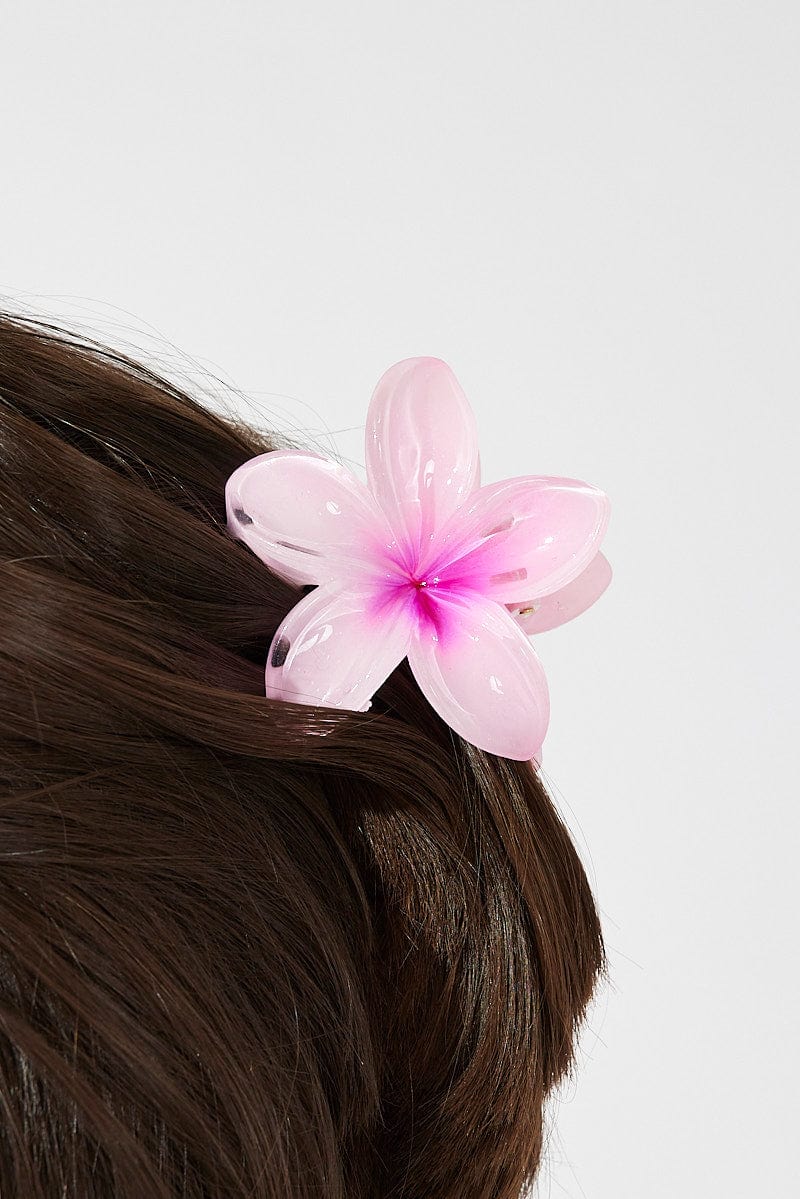 Pink Flower Claw Clip