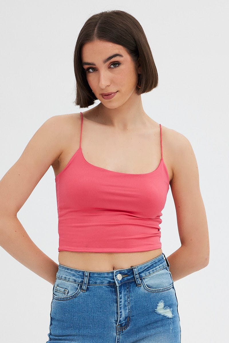 Red Crop Singlet Top