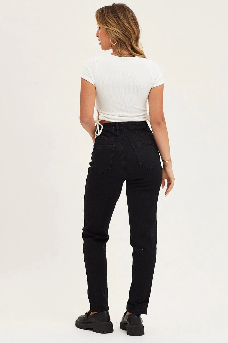 Black High Rise Mom Jeans