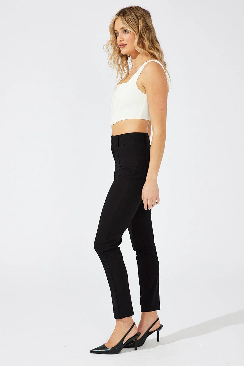 Black Straight Fit Pants Workwear