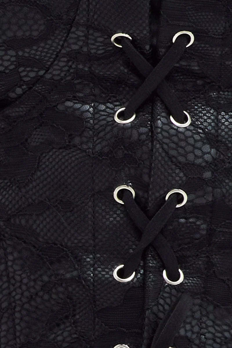 Black Corset Top with Lace Sleeveless